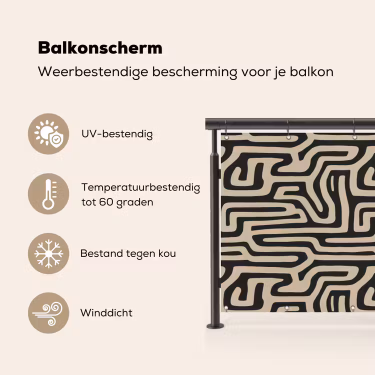 Balkonscherm - Grafisch - Lijnen - Zwart — 3
