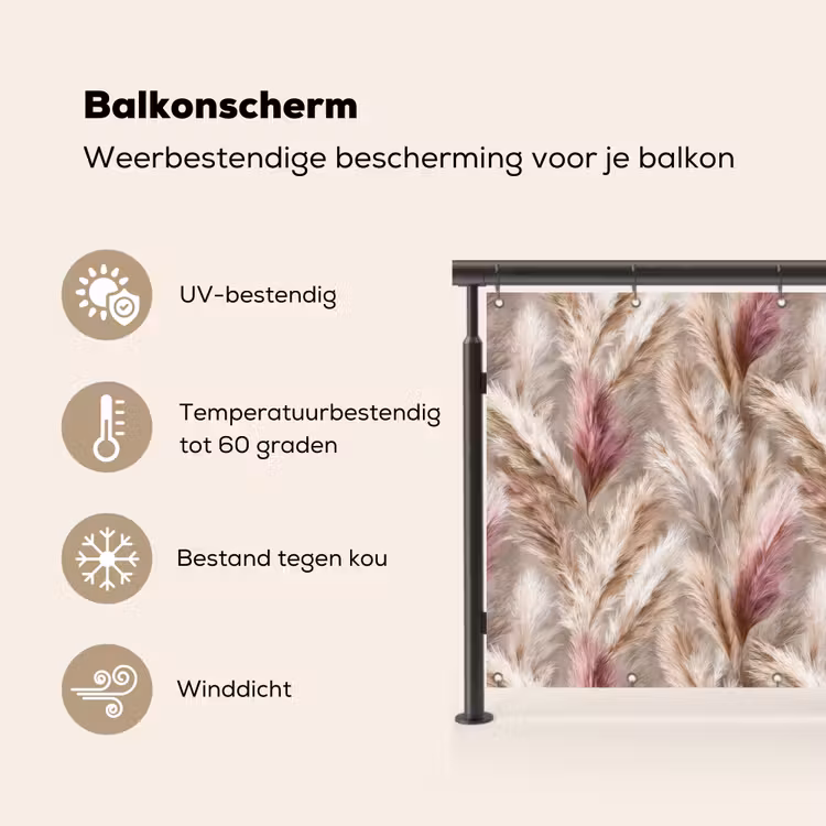 Balkonscherm - Pampasgras - Pluizig - Kleurrijk — 3