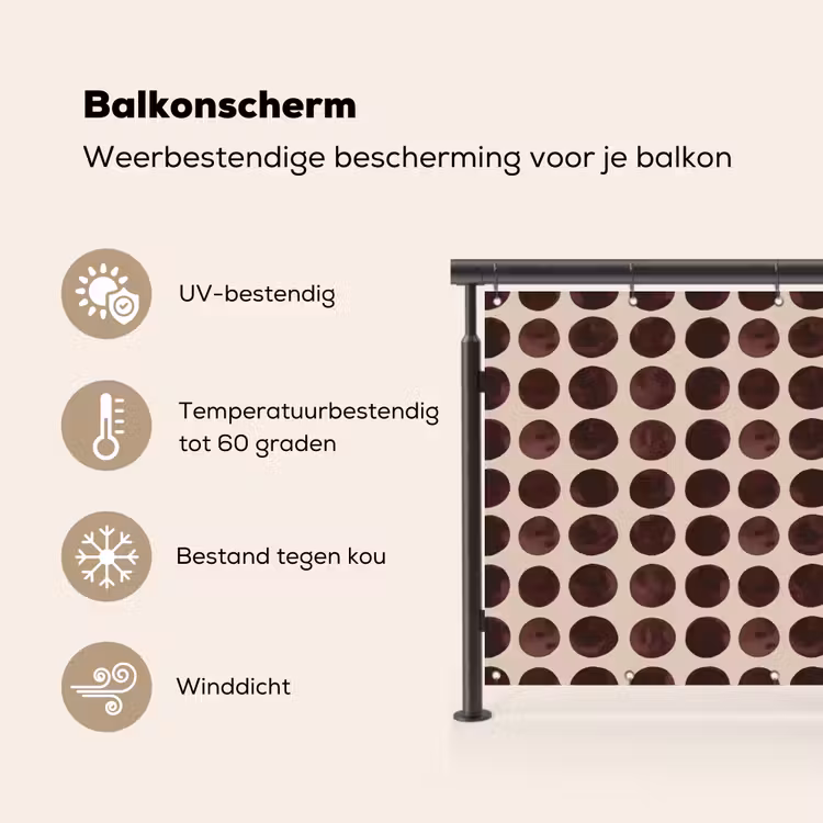 Balkonscherm - Stippen - Patroon - Bruin — 3