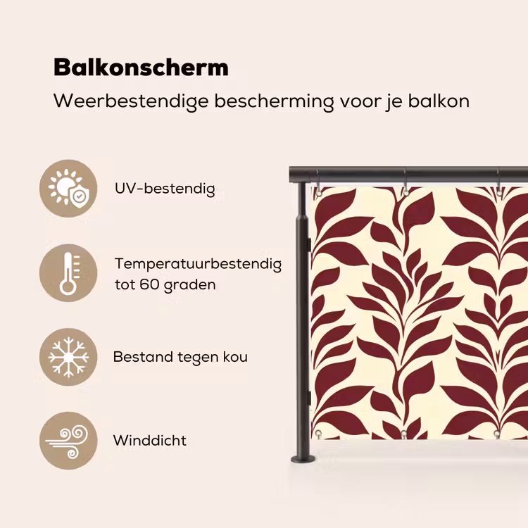 Balkonscherm - Abstract - Bladeren - Burgundy — 3