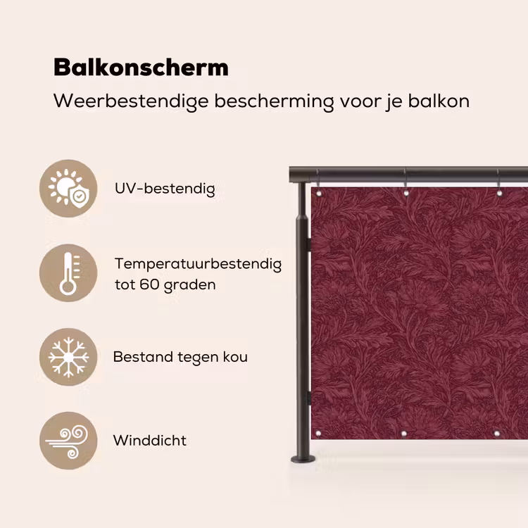 Balkonscherm - Bladeren - Patroon - Paars — 3