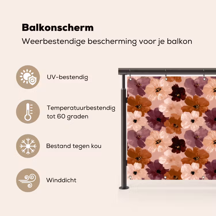 Balkonscherm - Bloemen - Abstract - Aardetinten — 3