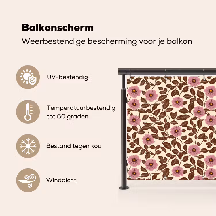 Balkonscherm - Bloemen - Bladeren - Kleurrijk — 3