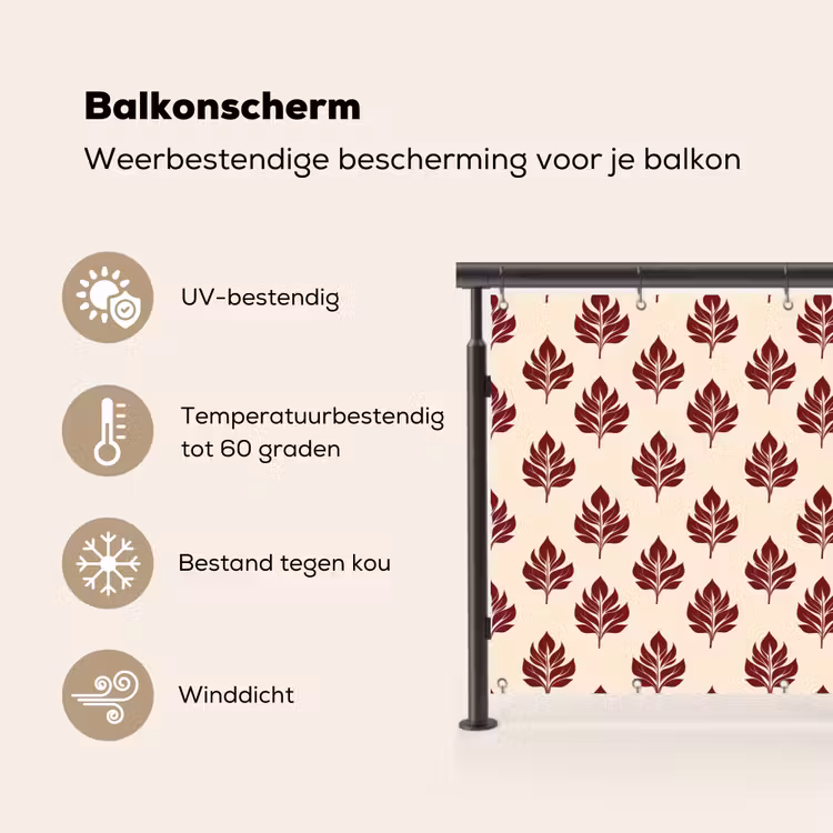 Balkonscherm - Botanisch - Patroon - Bordeaux — 3