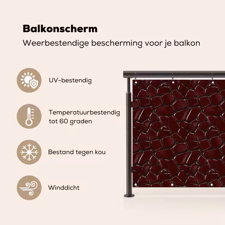 Balkonscherm - Mozaïek - Tegel - Bordeauxrood — 3