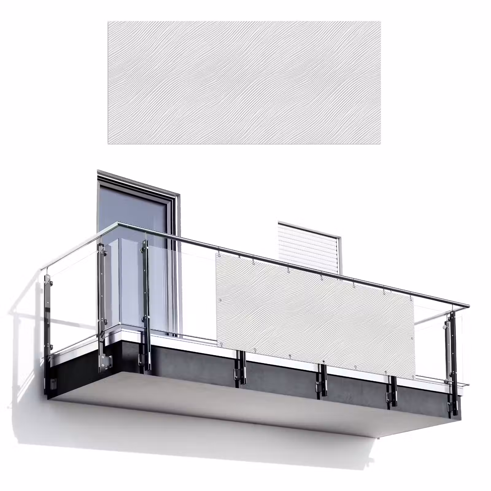 Balkonscherm - Golven - Ribbels - Wit — 1