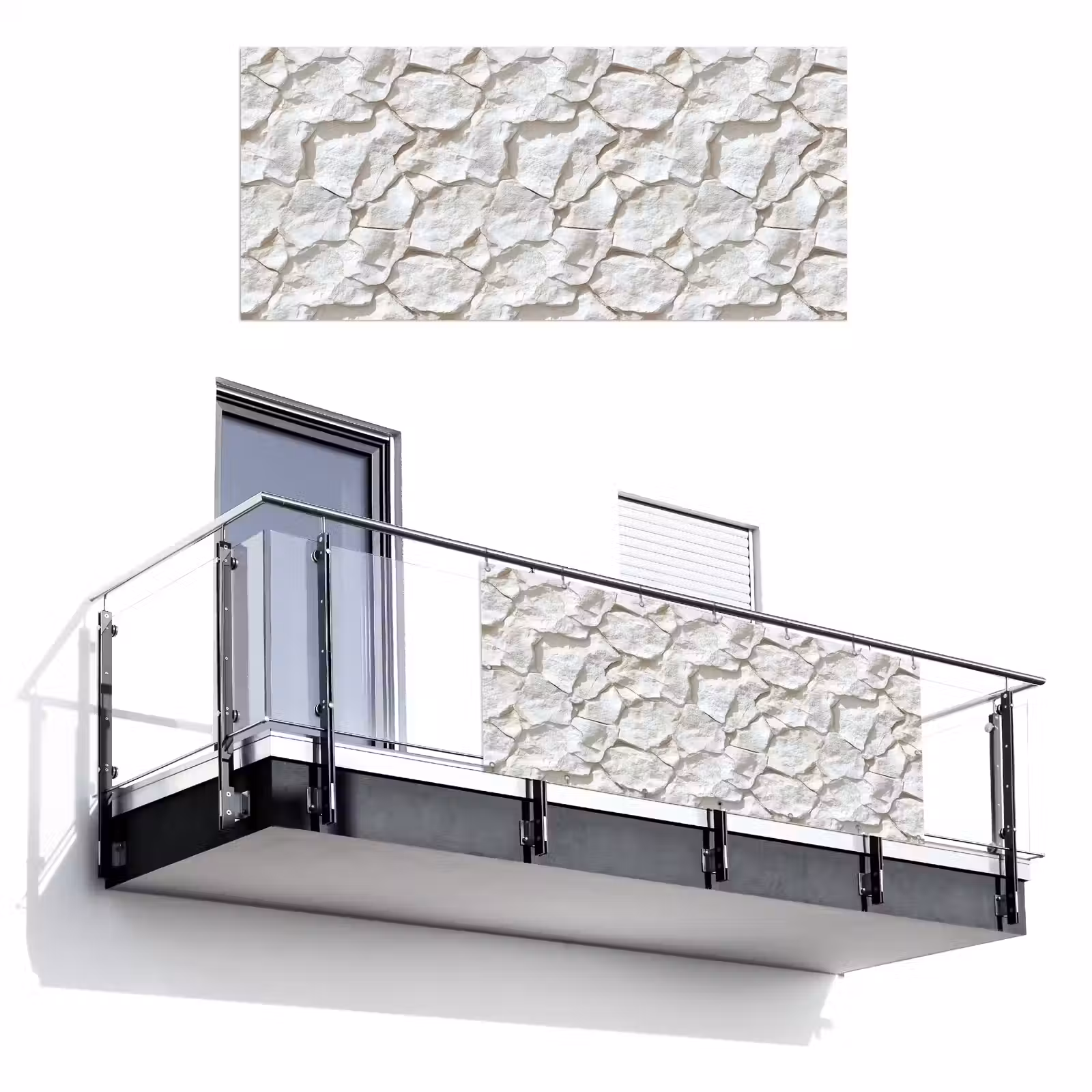 Balkonscherm - Structuur - Rots - Wit — 1