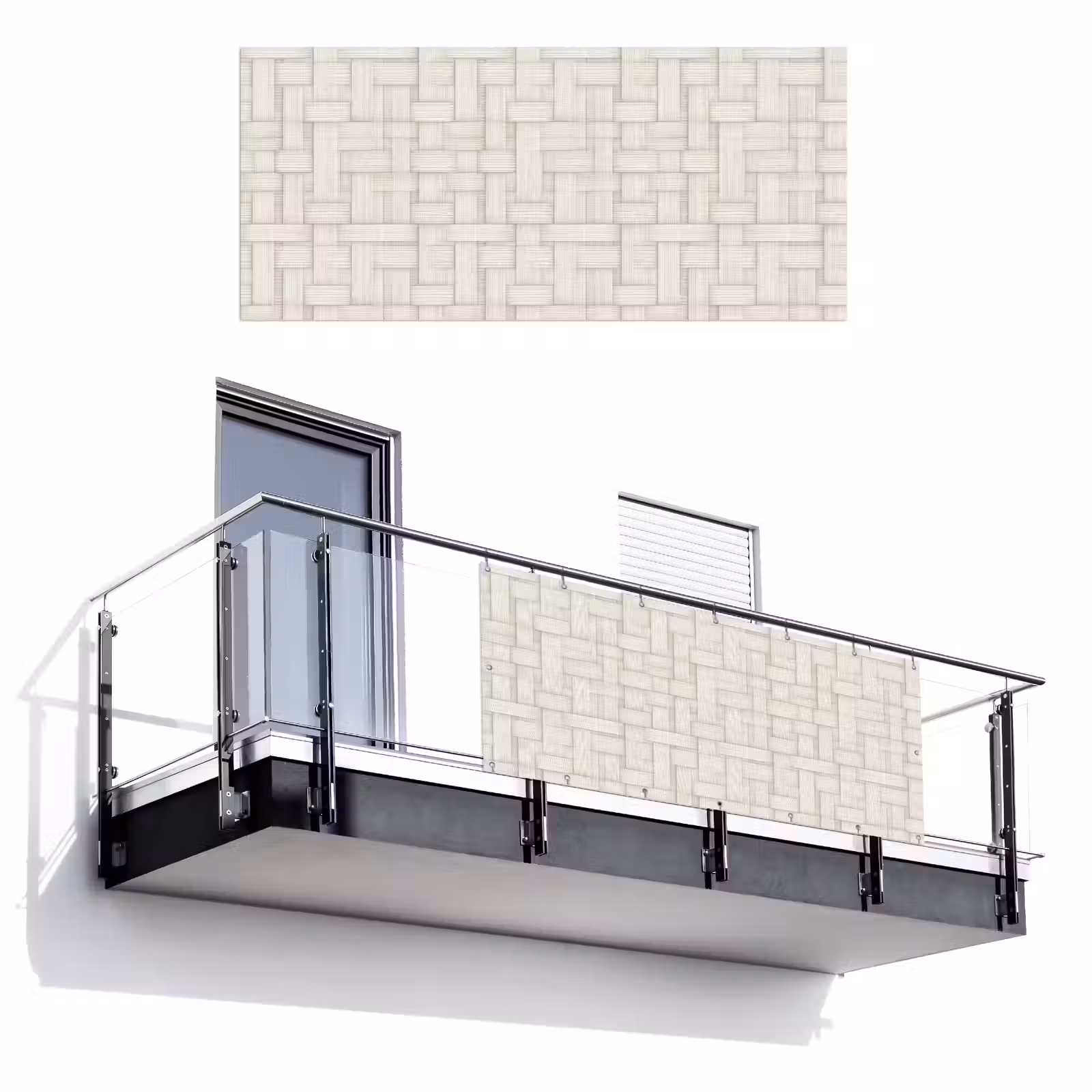 Balkonscherm - Vlechtwerk - Banen - Beige — 1