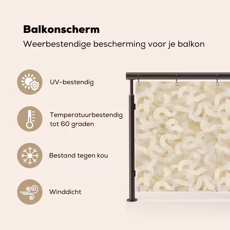 Balkonscherm - Abstract - Lijnen - Beige — 3