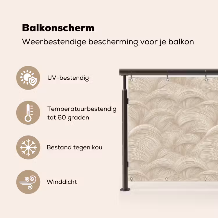 Balkonscherm - Bogen - Patroon - Beige — 3