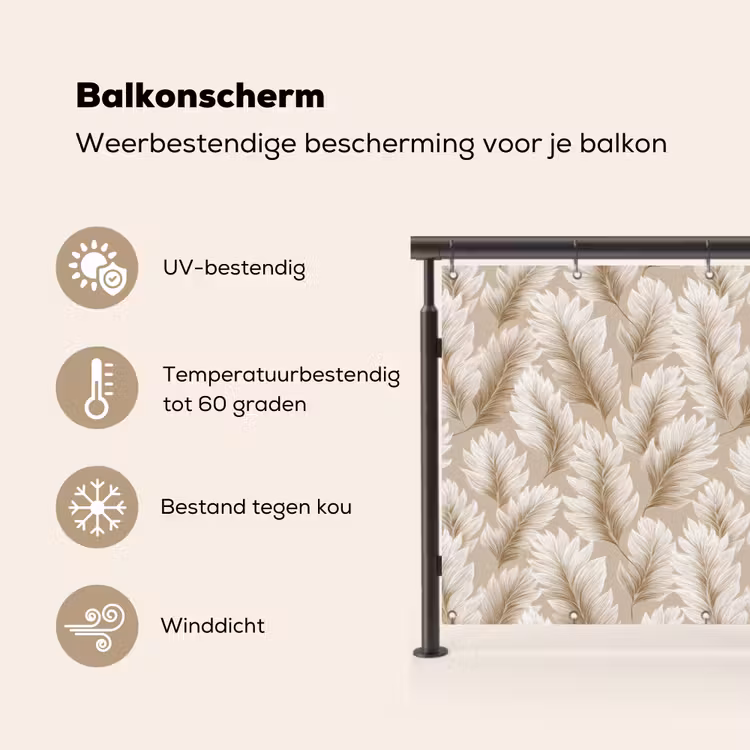Balkonscherm - Botanisch - Patroon - Beige — 3
