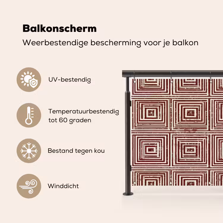 Balkonscherm - Geometrisch - Patroon - Rood — 3
