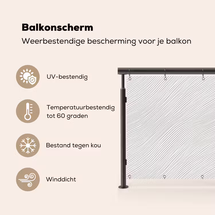 Balkonscherm - Golven - Ribbels - Wit — 3