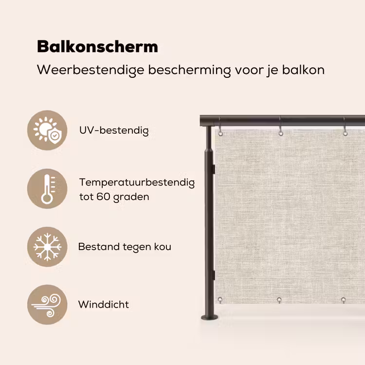 Balkonscherm - Linnen - Textuur - Beige — 3