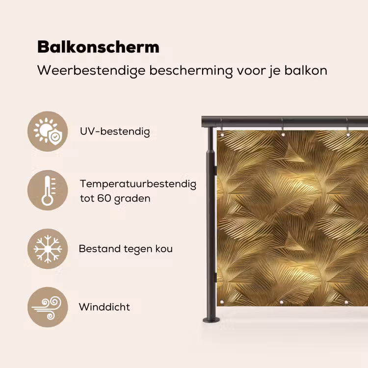 Balkonscherm - Palm - Waaier - Goud — 3