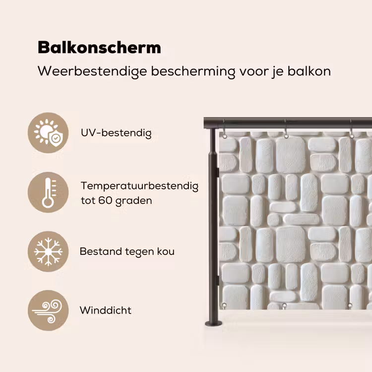 Balkonscherm - Reliëf - Structuur - Wit — 3