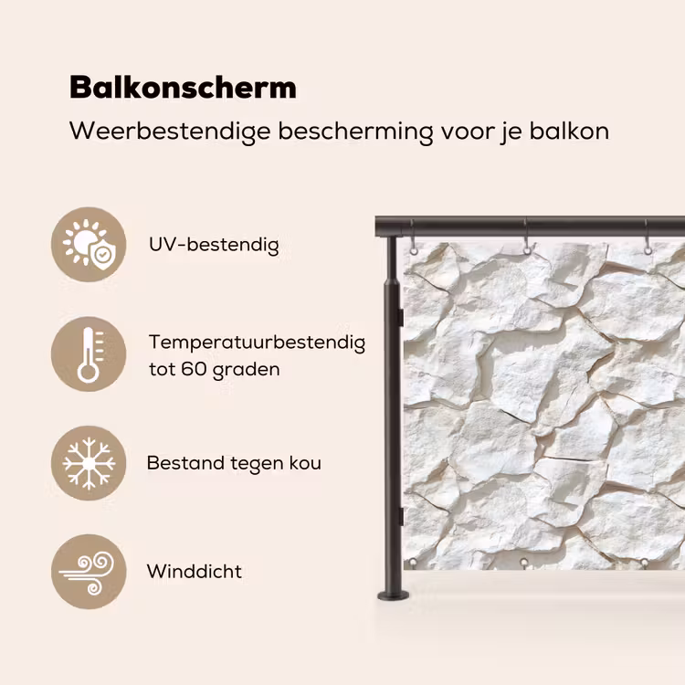 Balkonscherm - Structuur - Rots - Wit — 3