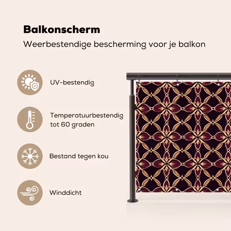 Balkonscherm - Symmetrisch - Tegel - Burgundy — 3