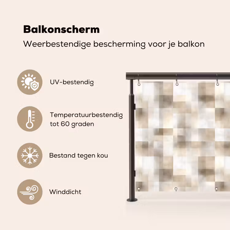 Balkonscherm - Textuur - Linnen - Beige — 3