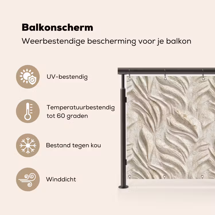 Balkonscherm - Textuur - Reliëf - Beige — 3