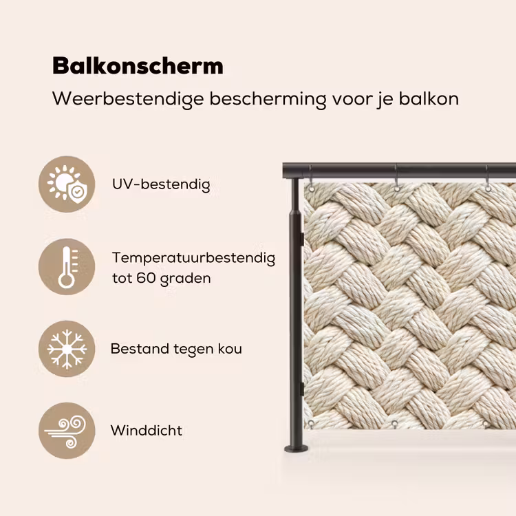 Balkonscherm - Touw - Gebreid - Beige — 3