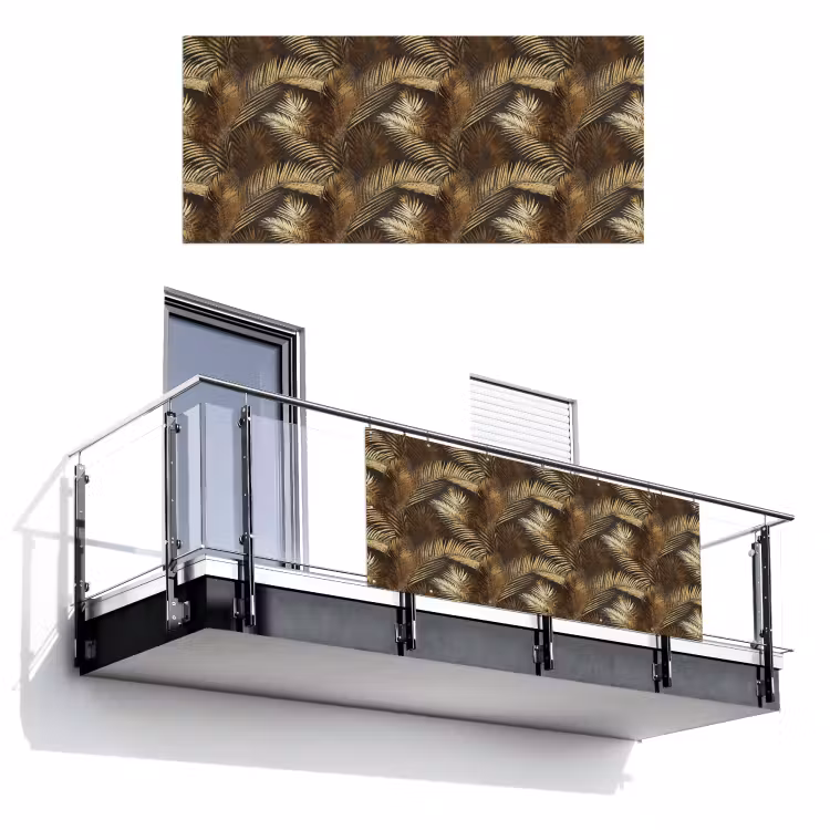 Balkonscherm - Tropisch - Bladeren - Goud — 1
