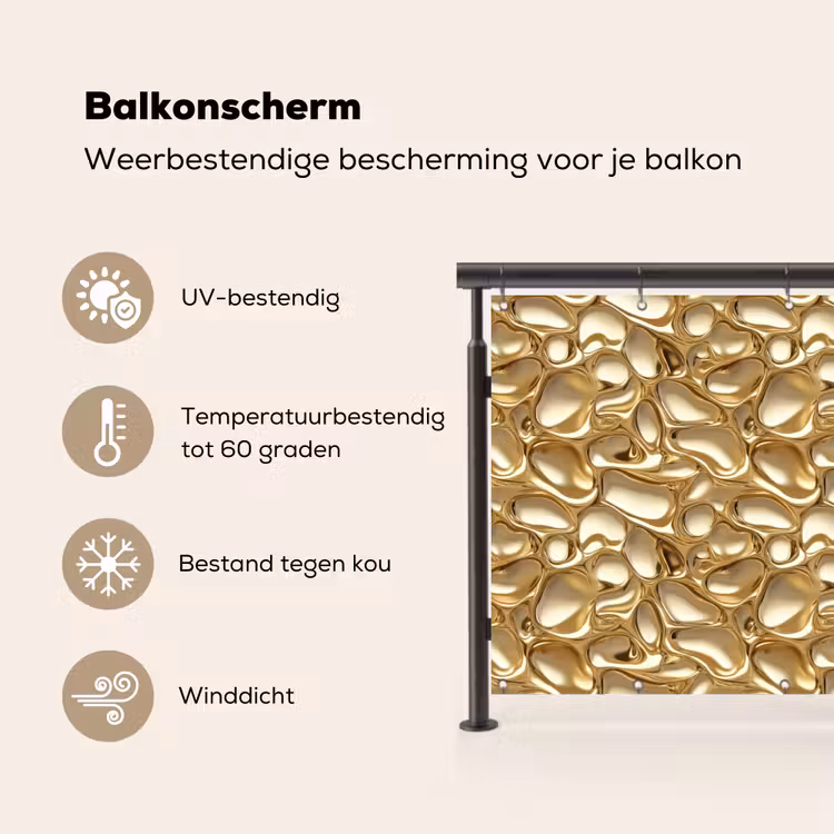 Balkonscherm - Abstract - Modern - Goud — 3