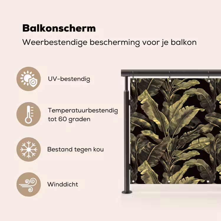 Balkonscherm - Botanisch - Bladeren - Groen — 3
