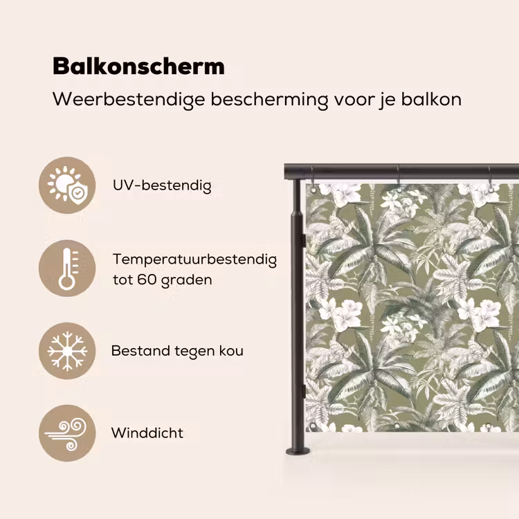 Balkonscherm - Botanisch - Bloemen - Groen — 3