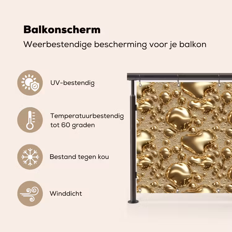 Balkonscherm - Druppels - Organisch - Goud — 3