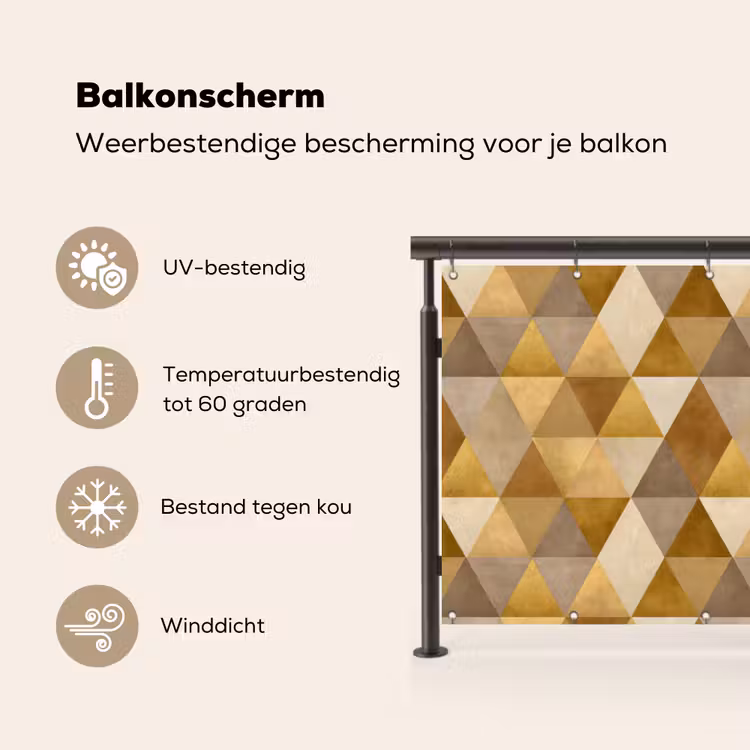 Balkonscherm - Geometrisch - Driehoek - Goud — 3