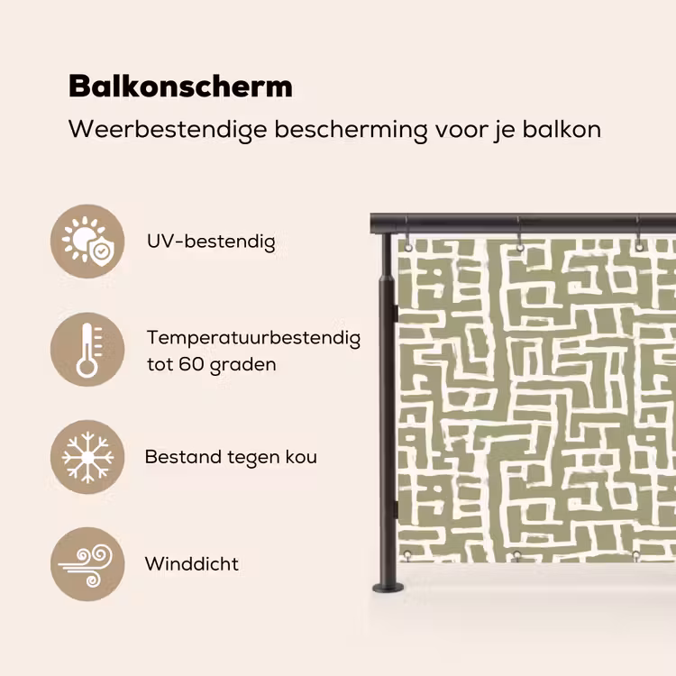 Balkonscherm - Grafisch - Patroon - Groen — 3