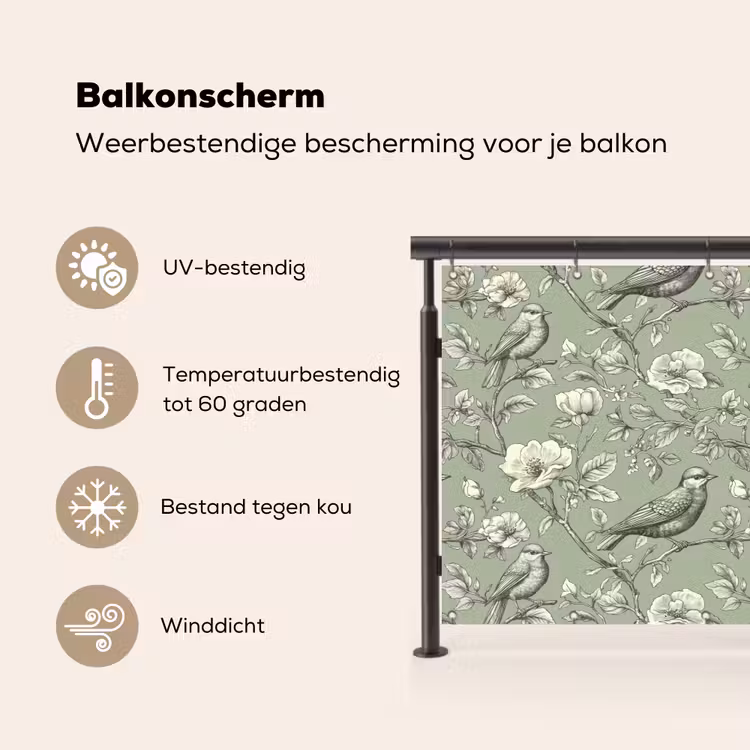 Balkonscherm - Klassiek - Botanisch - Groen — 3