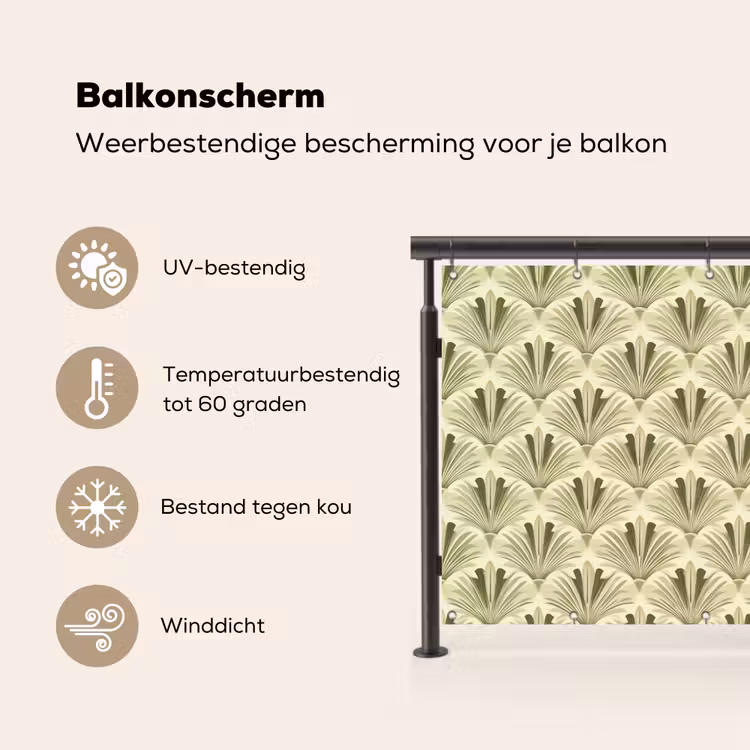 Balkonscherm - Klassiek - Waaier - Groen — 3