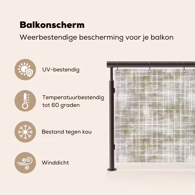 Balkonscherm - Linnen - Patroon - Groen — 3