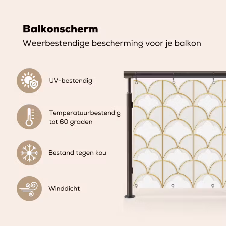 Balkonscherm - Mozaïek - Bogen - Goud — 3
