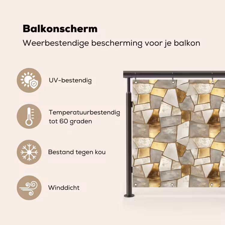 Balkonscherm - Mozaïek - Marmer - Goud — 3