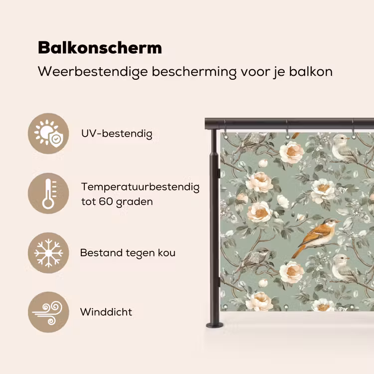 Balkonscherm - Roze - Vogels - Kleurrijk — 3