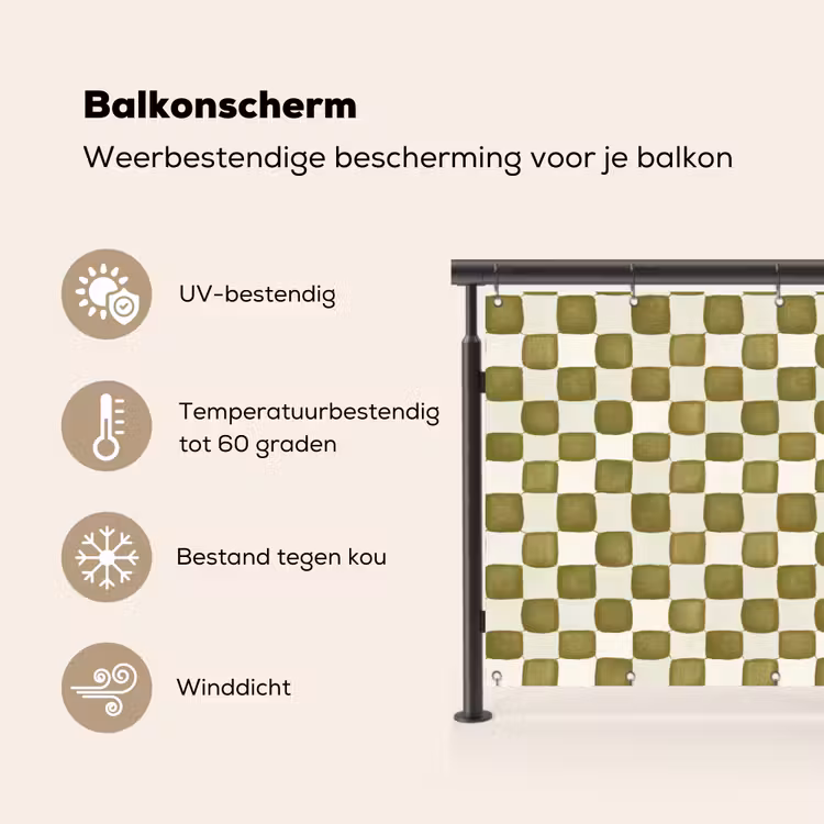 Balkonscherm - Schaak - Patroon - Groen — 3