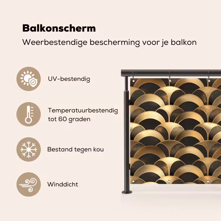 Balkonscherm - Schubben - Structuur - Goud — 3