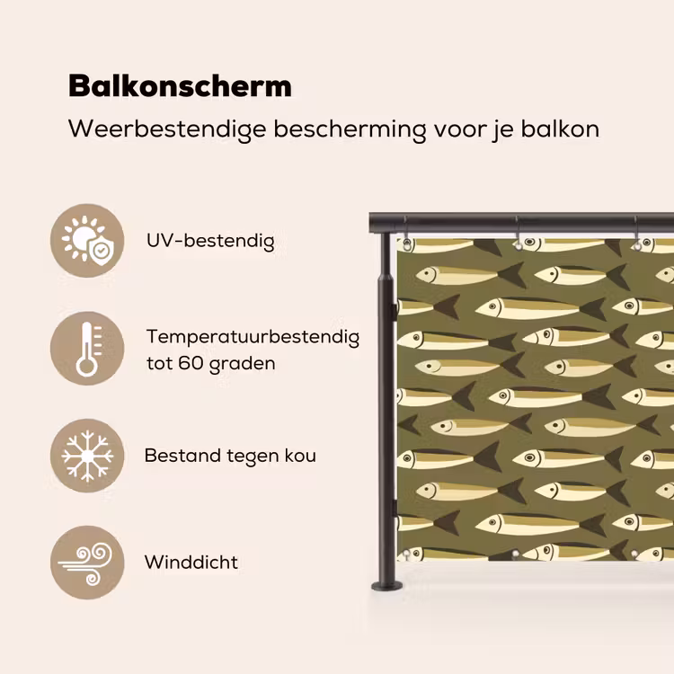 Balkonscherm - Vis - Patroon - Groen — 3