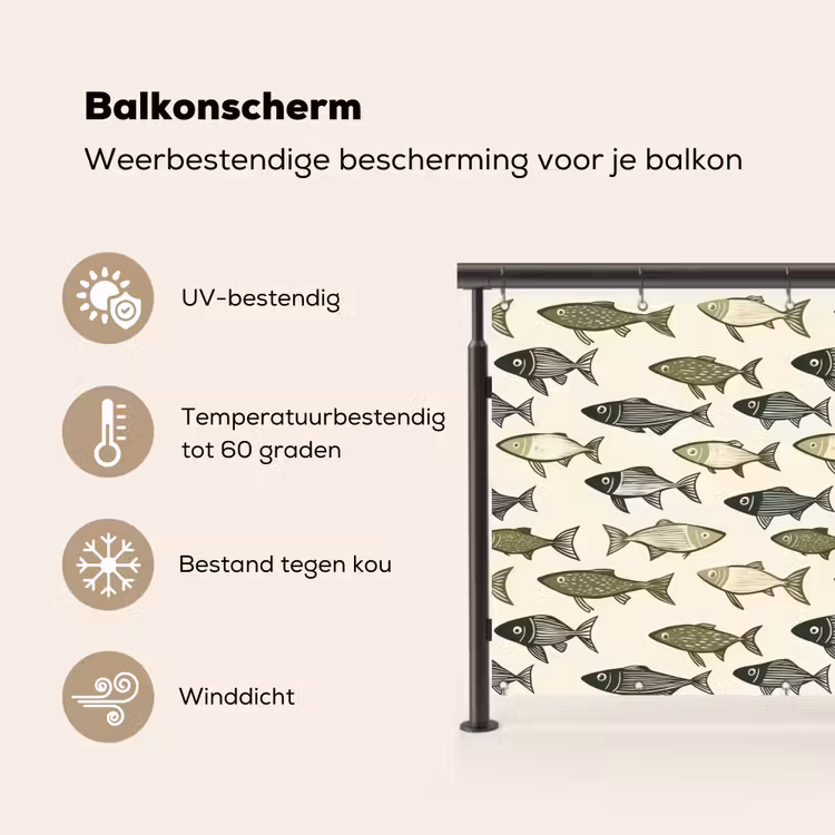Balkonscherm - Vissen - Klassiek - Groen — 3