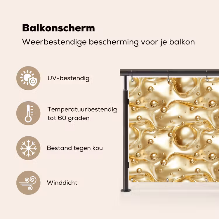 Balkonscherm - Vloeibaar - Druppels - Goud — 3