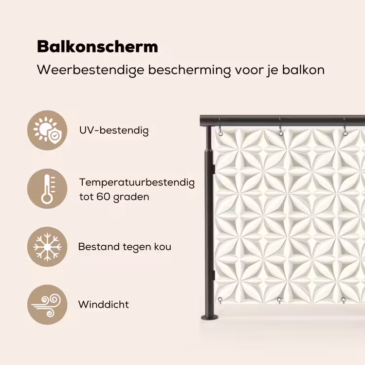 Balkonscherm - Abstract - Structuur - Grijs - Wit — 3