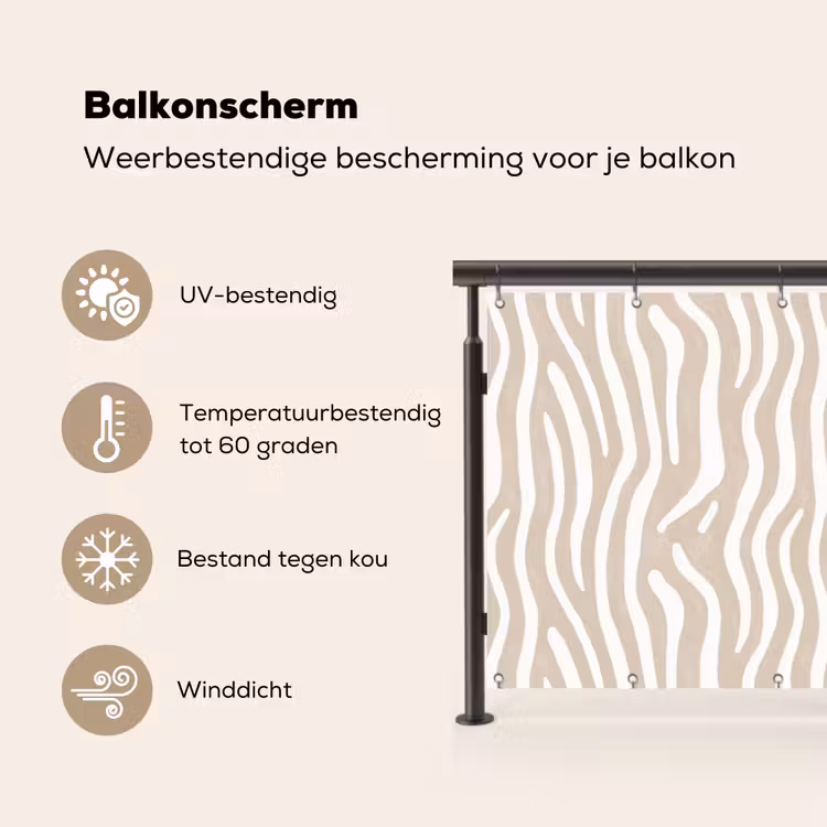 Balkonscherm - Abstract - Zebra - Beige — 3