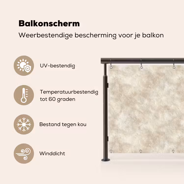 Balkonscherm - Beige - Reliëfstructuur - Natuursteen — 3