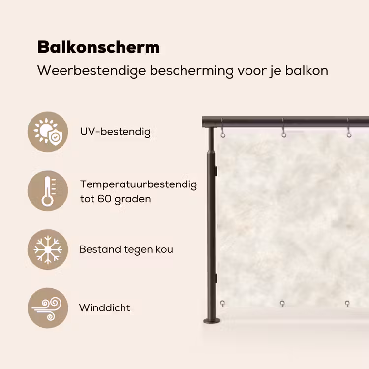 Balkonscherm - Crèmebeige - Marmer - Aders — 3