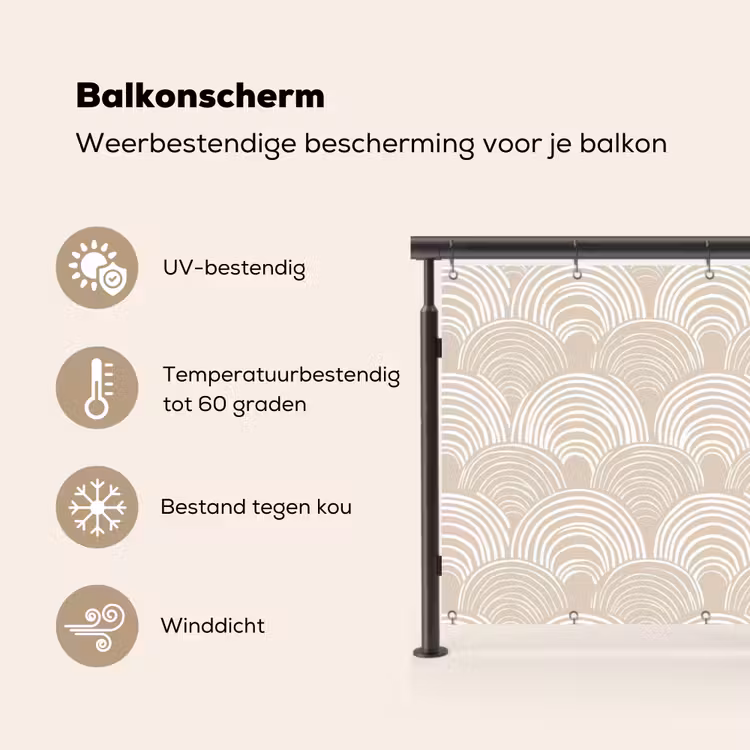 Balkonscherm - Golven - Structuur - Beige — 3