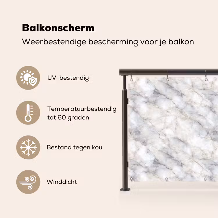 Balkonscherm - Grijs - Marmer - Gedetailleerd — 3