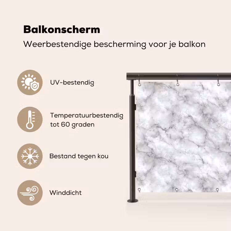 Balkonscherm - Grijs - Marmer - Klassiek - Aders — 3